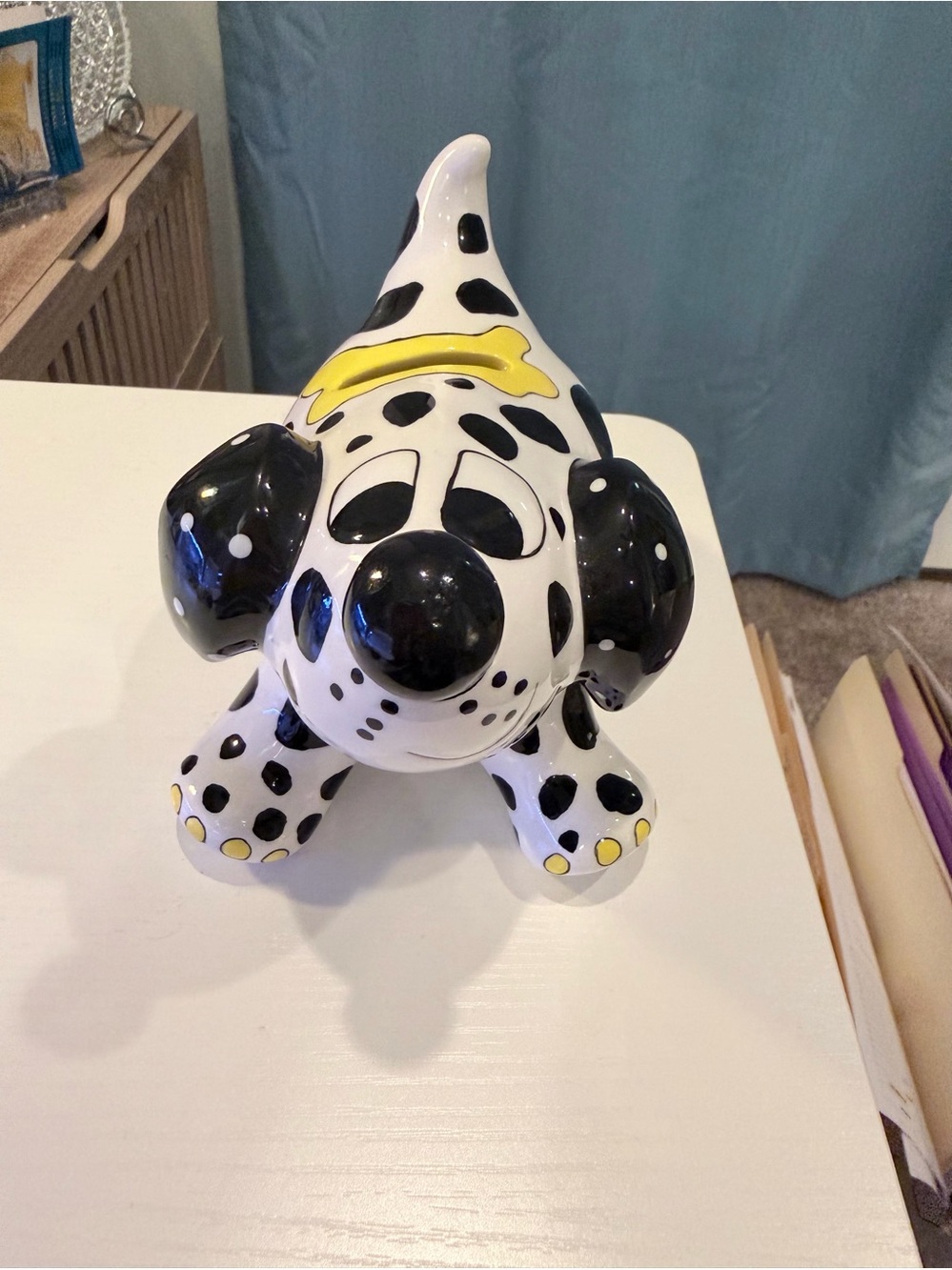 Dalmatian piggy bank. Ganz- signed by Pati.